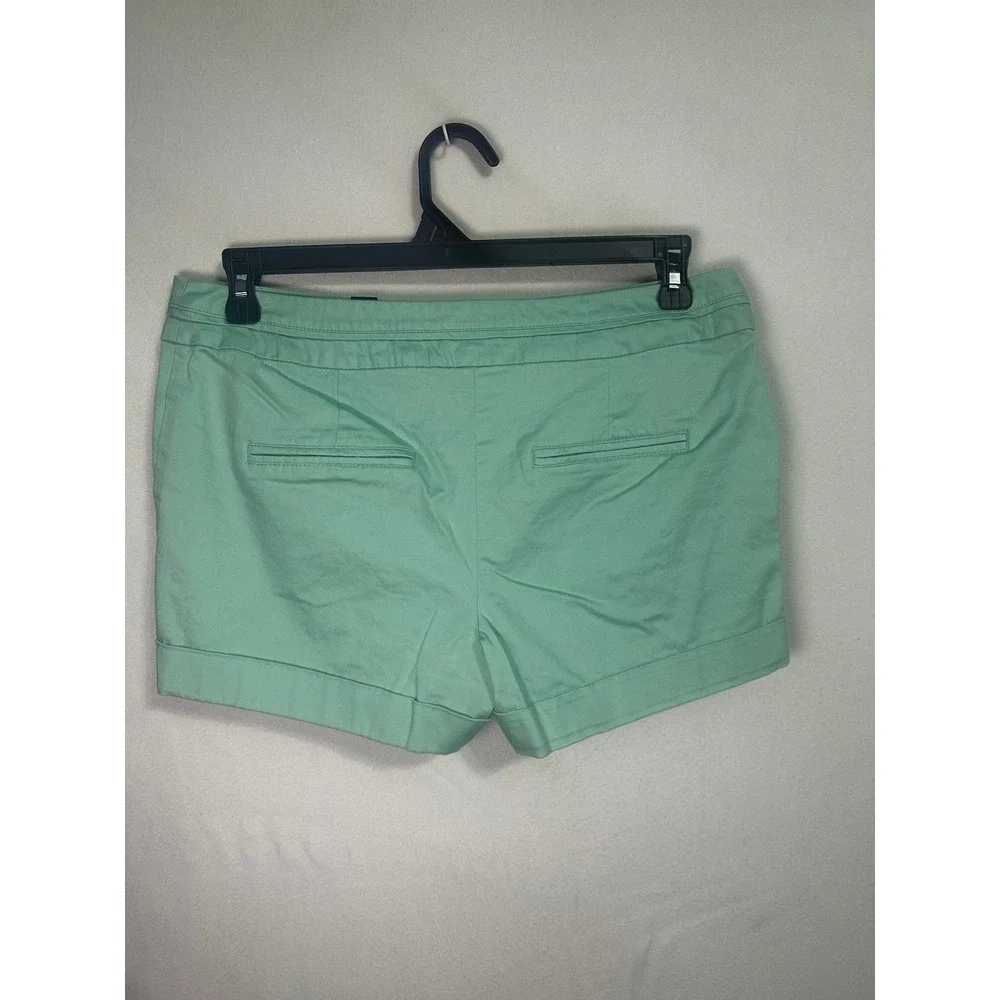 Express‎ Womens Mint Green Cuffed Chino Shorts Size 10 Cotton Stretch Mid Rise